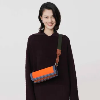 

Hiboom Fashion Chest Bag Contrast Cylinder Bag Spring And Summer New Orange Single Shoulder Messenger Bag Broadb And Small Bag