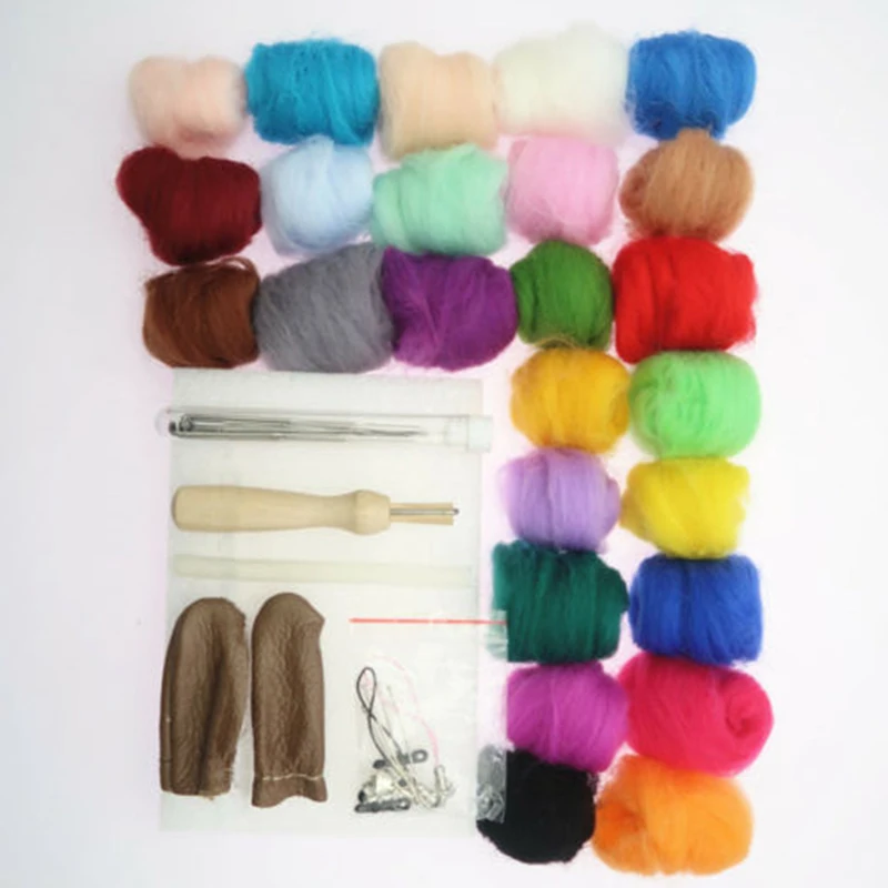 

For hand-wool Felting tools Accessories Wet Needle 25 Colors For DIY Crafts Toys 15*10*3 CM pad 1 set