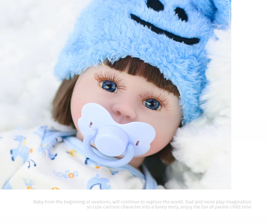 17 ''новорожденный силиконовый Menina Reborn Baby Doll Милая Кепка с пандой мультфильм Bebê день детей Подарки реалистичные мягкие куклы для детей