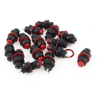

15 x DS-213 10mm Mount Self-Reset Momentary SPST Red Push Button Switch 250V 2A