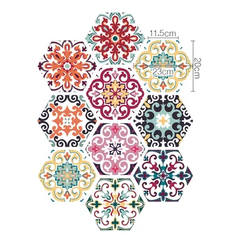 

10pcs Moroccan Tile Floor Self Stickers Adhesive Retro Decor Non-slip 20*23CM Covering Twill Film Premium PVC Kitchen Bathroom