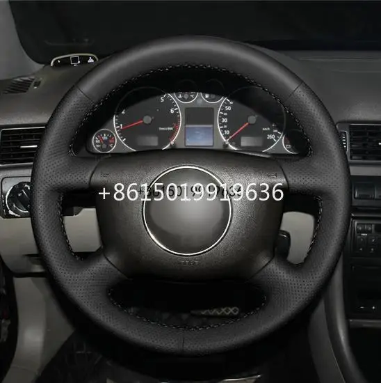 Черные кожаные DIY чехол рулевого колеса автомобиля для Audi A4 1998 A6 1999-2004 A8 A8 L 1998-2001 Allroad 2001-2005
