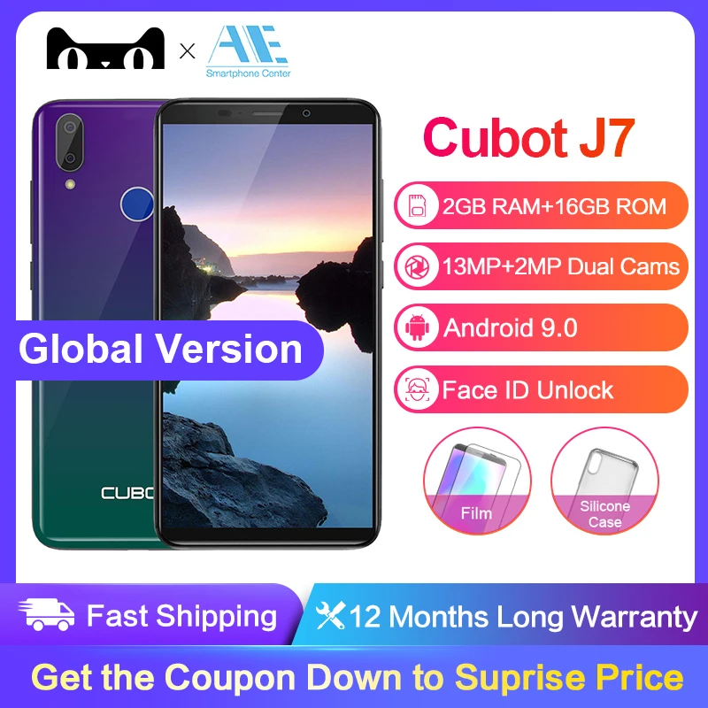 Cubot J7 смартфон с 5 7-дюймовым дисплеем четырёхъядерным процессором MT6580 ОЗУ 2 Гб ПЗУ