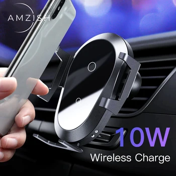 

amzish 10W Car Phone Holder QI Wireless Charger For iPhone 8 X Max XS XR Samsung Xiaomi Car Phone Charging Fast Charge In Car