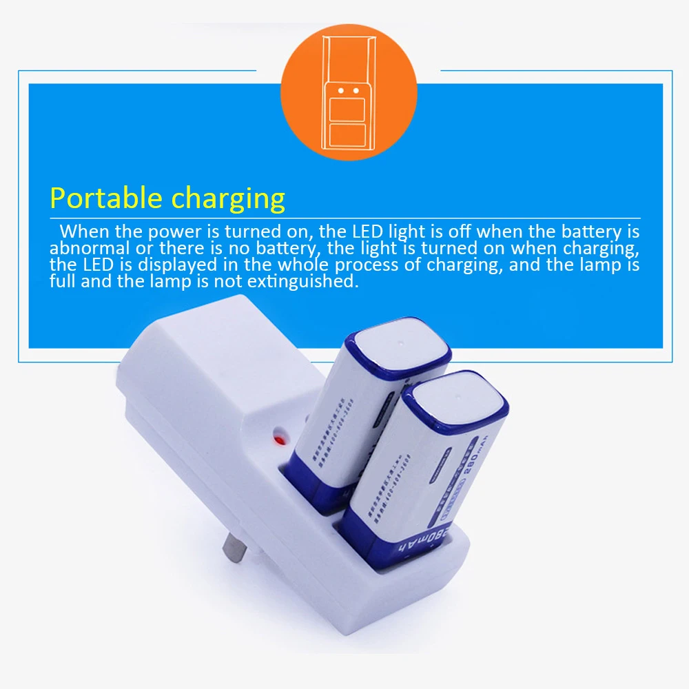 

Newest Two Slots 9V Battery Charger Full Automatic Stop Charging Charger for Rechargeable Batteries