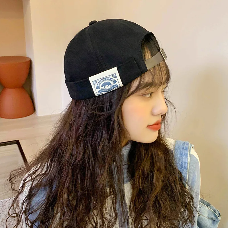 

Retro Unisex Docker Sailor Cap Men Adjustable Casual Brimless Skull Loop Biker Beanie Hat Solid Women Autumn Hat 2020 New