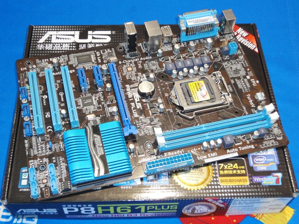 LGA 1155 ASUS P8H61 Plus, оригинальная материнская плата ASUS P8 H61, разъем ATX DDR3, DVI, VGA, USB2.0, 16 ГБ, системная плата для настольного компьютера, б/у