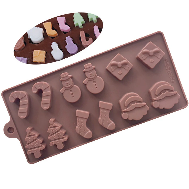

12 consecutive 6 sets of Christmas series food grade silicone chocolate mold ice mold Christmas stocking baking mold