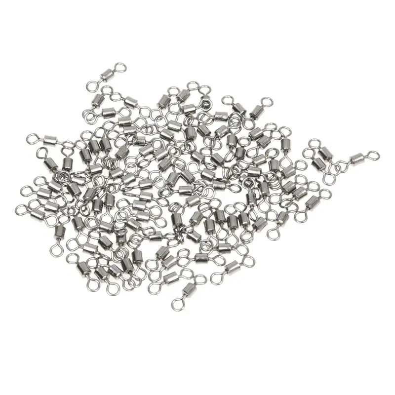 

100 Pcs Barrel connector Swivel Solid Rings Steel Rolling Swivel Fishing 6 #