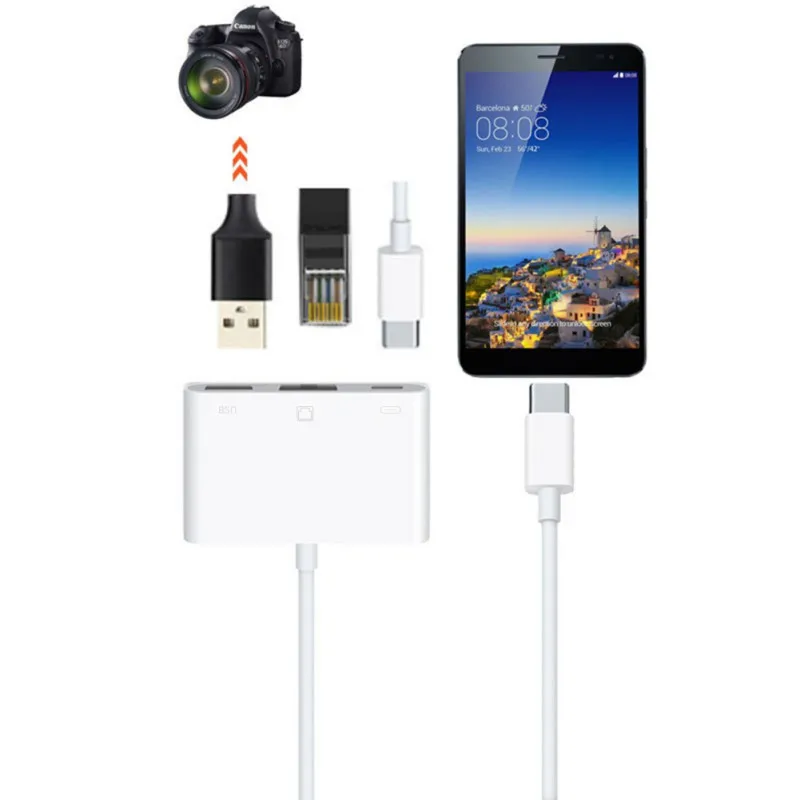OTG Тип C до USB RJ45 Тип C концентратор 10/100 Мбит/с адаптер высокое Скорость быстрой зарядки передачи и синхронизации данных USB разветвитель