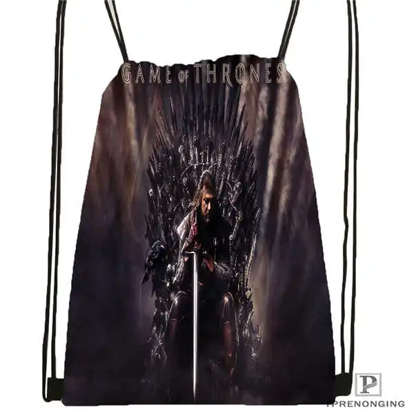 Drawstring Backpack Пользовательская Игра престолов Старк походная сумка на шнурке милый рюкзак для детей(черная спинка) 31x40 см#180531-03-45 - Цвет: Drawstring Backpack