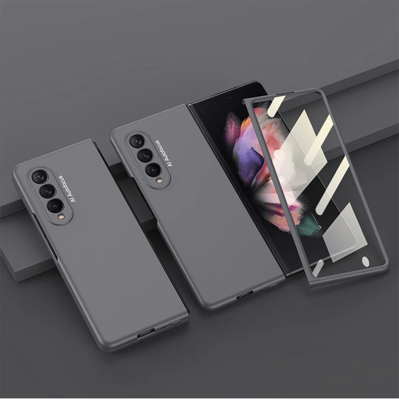 Z Fold 3 5G Phone Case 360 Full Screen Protection Tempered Glass Case For Samsung Galaxy Z Fold 2 Ultra Thin Matte PC Cover kawaii samsung phone cases Cases For Samsung