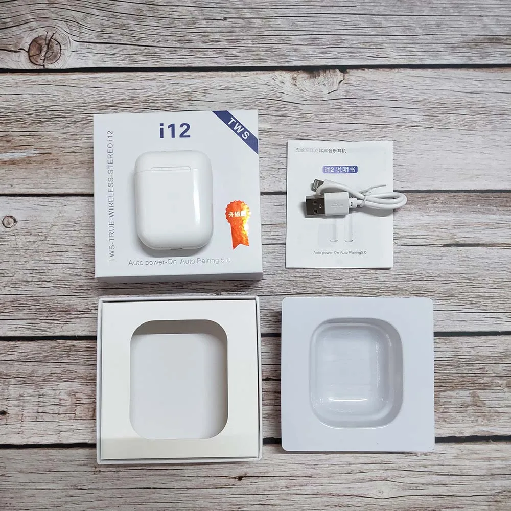 White i12 i12 tws оригинальные Bluetooth наушники i11 TWS наушники PK w1 чип i99 tws Беспроводные спортивные наушники pk i80 i60 i200 tws - Цвет: White i12