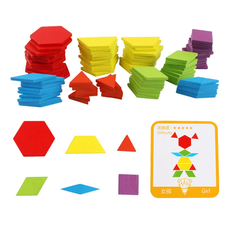 Пазлы для детей, деревянные головоломки Tangram, деревянные Обучающие игрушки, обучающие игрушки для детей