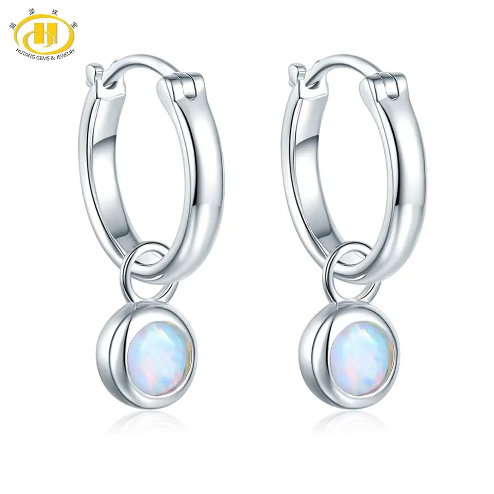 

Hutang Silver Earrings 925 Jewelry, Opal Gemstone Fine Clip Earrings for Women, Gift for Christmas and New Year