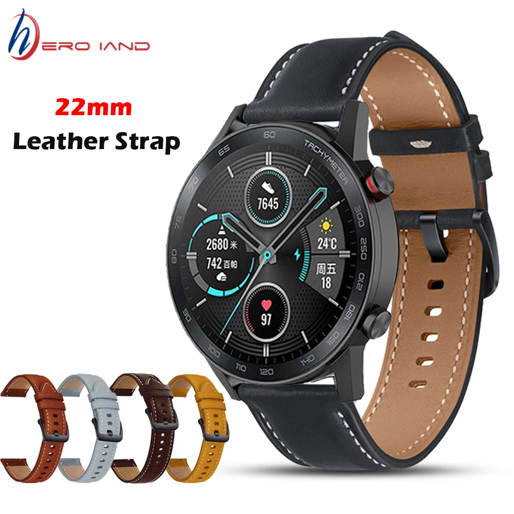 

22mm Watch Strap For Huawei Honor magic Watch 2 GT 2 46mm Genuine Leather Band Bracelet Watchbands ремешок correa