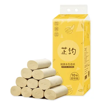 

10rolls/pack Skin-friendly Hotel School Accessories Roll Paper Bathroom Soft Kitchen Home Office Bamboo Pulp 4 Ply Toilet Tissue