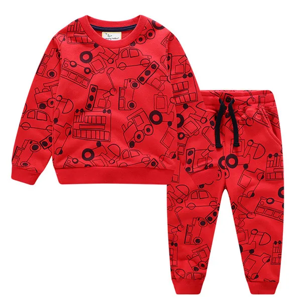 Jumping meter/Новое поступление; хлопковые комплекты одежды для детей с рисунками животных; комплект одежды; модные костюмы для мальчиков и девочек; сезон осень-зима - Цвет: W8142 red cas