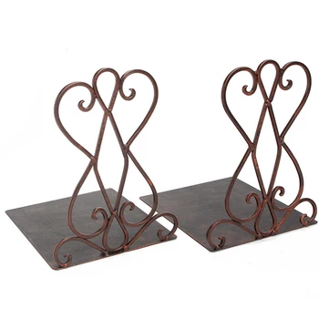 

1 Pair Wrought Iron Gift Book End Vintage Support Stand Student Craft Office Decorative Stationery Desktop Organizer Shelf Home