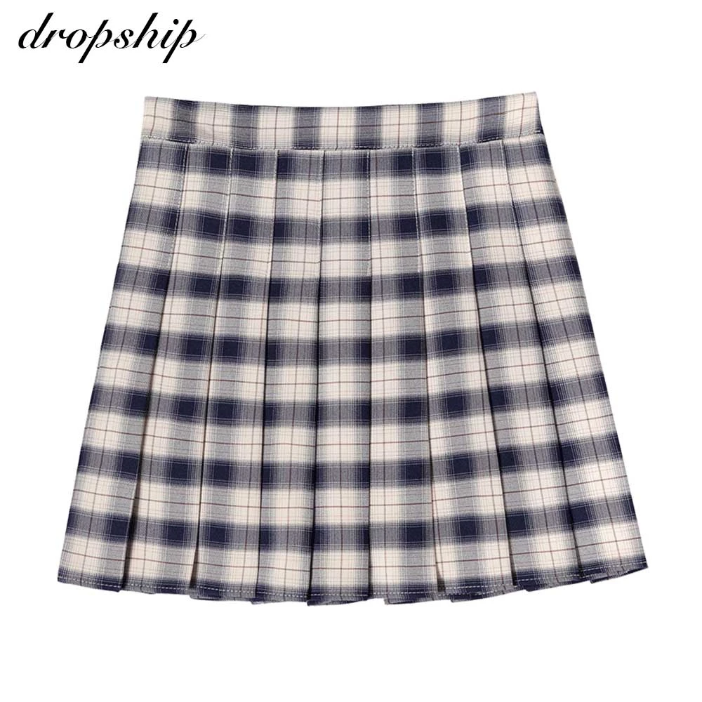 

Dropship Preppy Style High Waist Woman Mini Pleated Skirts Summer Short Plaid Skirt Womens Cosplay Sweet Korean Slim Fit Skirt