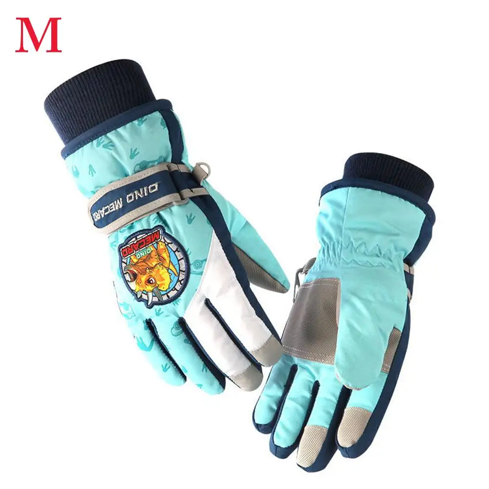 Детские зимние лыжные перчатки, ветрозащитные детские перчатки для сноуборда для мальчиков и девочек, высокое качество, водонепроницаемые, удобные, прочные - Цвет: M