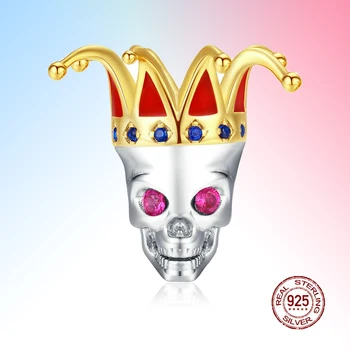 

925 Sterling Silver Christmas Gift Golden Crown Skull Charm Bead Charm Charm Bracelet Charm DIY Jewelry Halloween Accessories