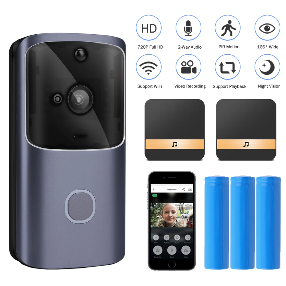 

HISMAHO WIFI Doorbell Video Door Intercom 720P HD Wireless Smart Home IP Door Bell Camera Security Alarm IR Night Vision