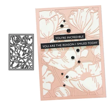 

JC Metal Cutting Dies Flower Rectangle Background Frame Shape DIY Scrapbooking Craft Stencil Card Make Mould Sheet Decoration
