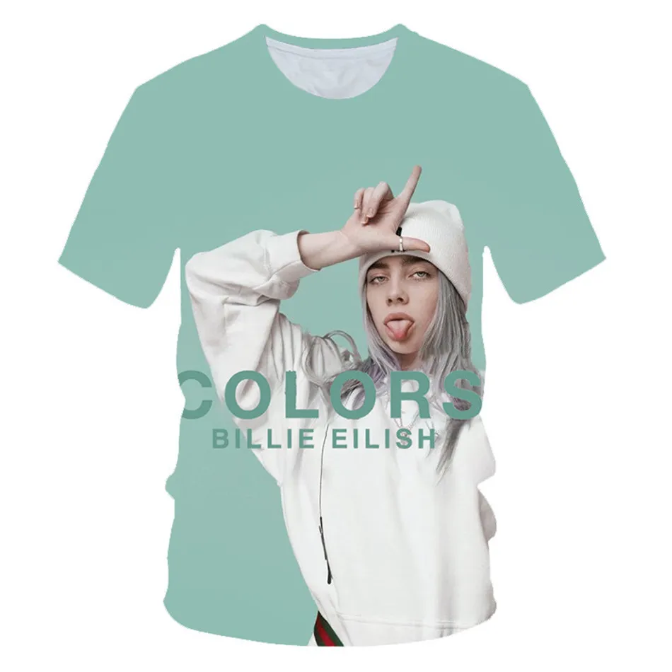 От 4 до 20 лет летняя детская Billie Eilish футболка для мальчиков/Одежда для девочек в стиле хип-хоп Уличная забавные 3D футболки для детей, футболки, топы, футболка