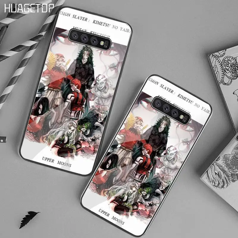 

HUAGETOP Upper Moons Kimetsu no Yaiba Coque Phone Case Tempered Glass For Samsung S20 Plus S7 S8 S9 S10 Plus Note 8 9 10 Plus