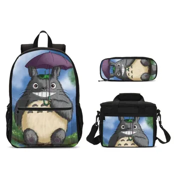

3D Cartoon Totoro Printing School Bags Kids 3pcs/set Schoolbag With Food Package Student Backpack Primary Book Bags Boys Satchel