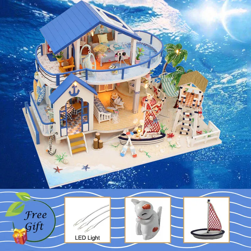 13844 Cutebee Doll House Furniture Miniature Dollhouse DIY Miniature House Room Box Theatre Toys for Children Casa DIY Dollhouse P - Цвет: 13844