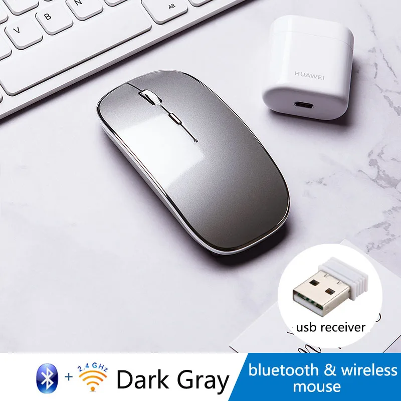 Новая эргономичная мышь Bluetooth беспроводная перезаряжаемая игровая мышь для Macbook Windows PC ноутбук Бесшумная беспроводная мышь - Цвет: new dark grey mouse