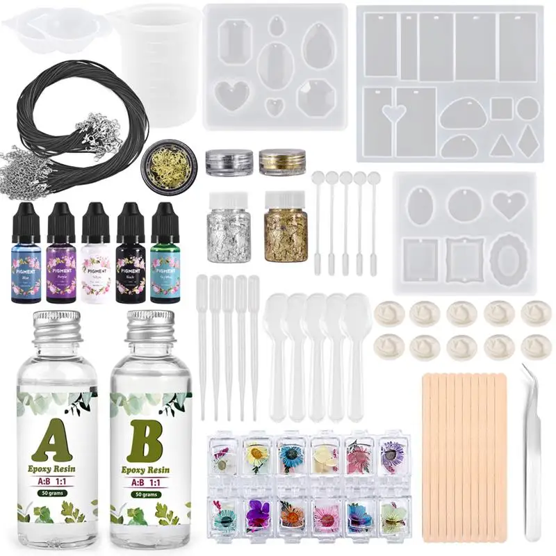 

Clear Epoxy Resin Glue Silicone Molds Resin Mold Kit Dried Flowers For DIY Pendent Earring Necklace Jewelry Making Accessories