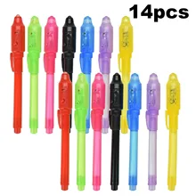 Luz luminosa caneta mágica roxo 2 em 1 uv luz preta combo desenho invisível tinta caneta aprendizagem educação brinquedos para a criança 20ml