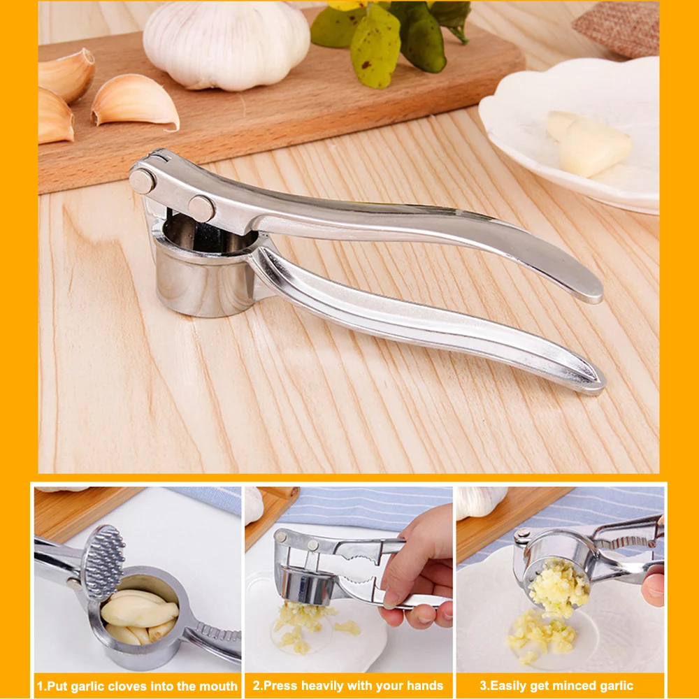 

Kitchen Stainless Steel Garlic Press Crusher Home Cooking Vegetables Ginger Squeezer Masher Handheld Ginger Garlic Mincer Tools