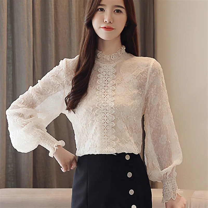 

2019 New Women Tops And Blouses Striped Blouse Lantern Long Sleeve O-neck Chiffon Female Fashion Shirt Casual Office Lady Blusas