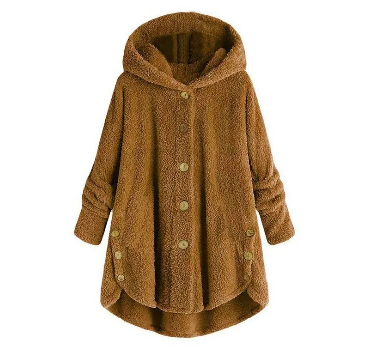 Новая женская модная теплая куртка Осень Зима Повседневное плюшевое флисовое пальто с капюшоном свободные зимние толстовки Топы Плюс Размер