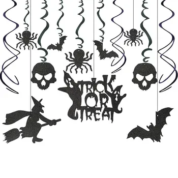 

42-Piece Set Of Halloween Party Decoration Pvc Spiral Bat Lamp Holder Set Party Supplies Room Decorating Kit