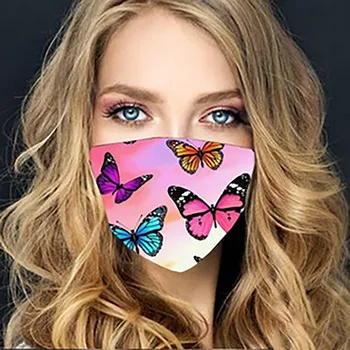 

19 Patterns Mask Butterfly Print Washable Reusable Adjustable Hanging Ear Mask For Adults With Sunscreen And Uv Protection Mask
