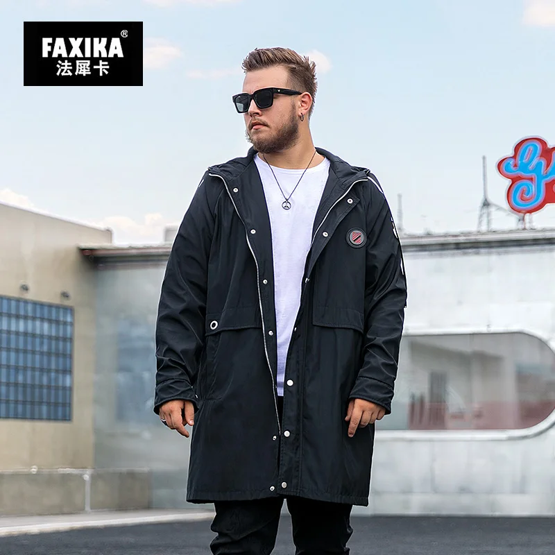 FAXIKA Fat big yards длинное осеннее новое пальто Тренч nutty свободное модное пальто с капюшоном