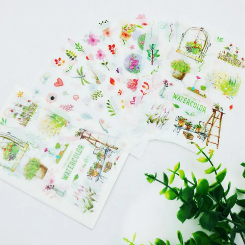 

6pcs/pack Cute Green Plant Stickers Paper Decoration Ablum Diary Scrapbooking Label Sticker Kawaii Korea Stationery Elf Stickers