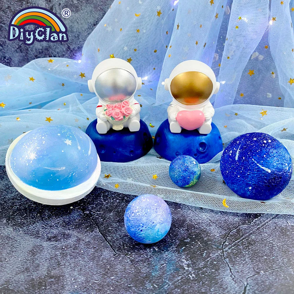 Cartoon-Weltraum-Serie Astronaut Planet Mond Silikonform Schokolade Dessert Fondant Kuchen Dekorationswerkzeuge Gips Kerzenform – Detail 4