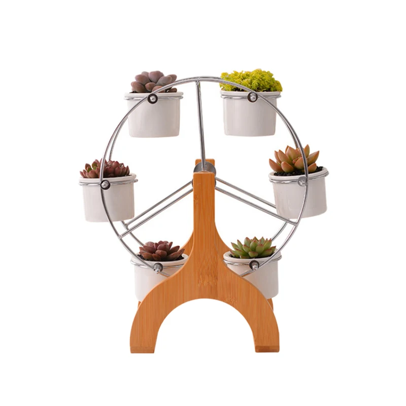 

Promotion! 1 Set Ferris Wheel Flowerpots White Ceramic Garden Decor Planters Succulent Planter Pots 6 Mini Bonsai Ceramic Succul