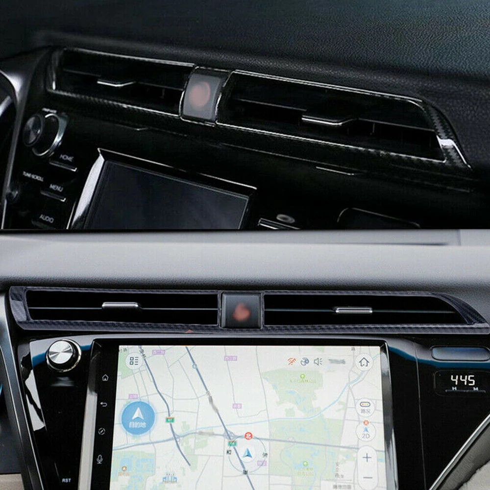 Стильная Автомобильная центральная консоль из углеродного волокна со средним вентиляционным отверстием, декоративная наклейка, Накладка для Toyota Camry, автомобильные аксессуары