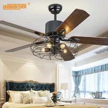 52 дюймов ретро вентилятор лампа невидимые листья пульт дистанционного управления потолочный вентилятор с светильник для спальни гостиной скандинавский промышленный Декор лампа