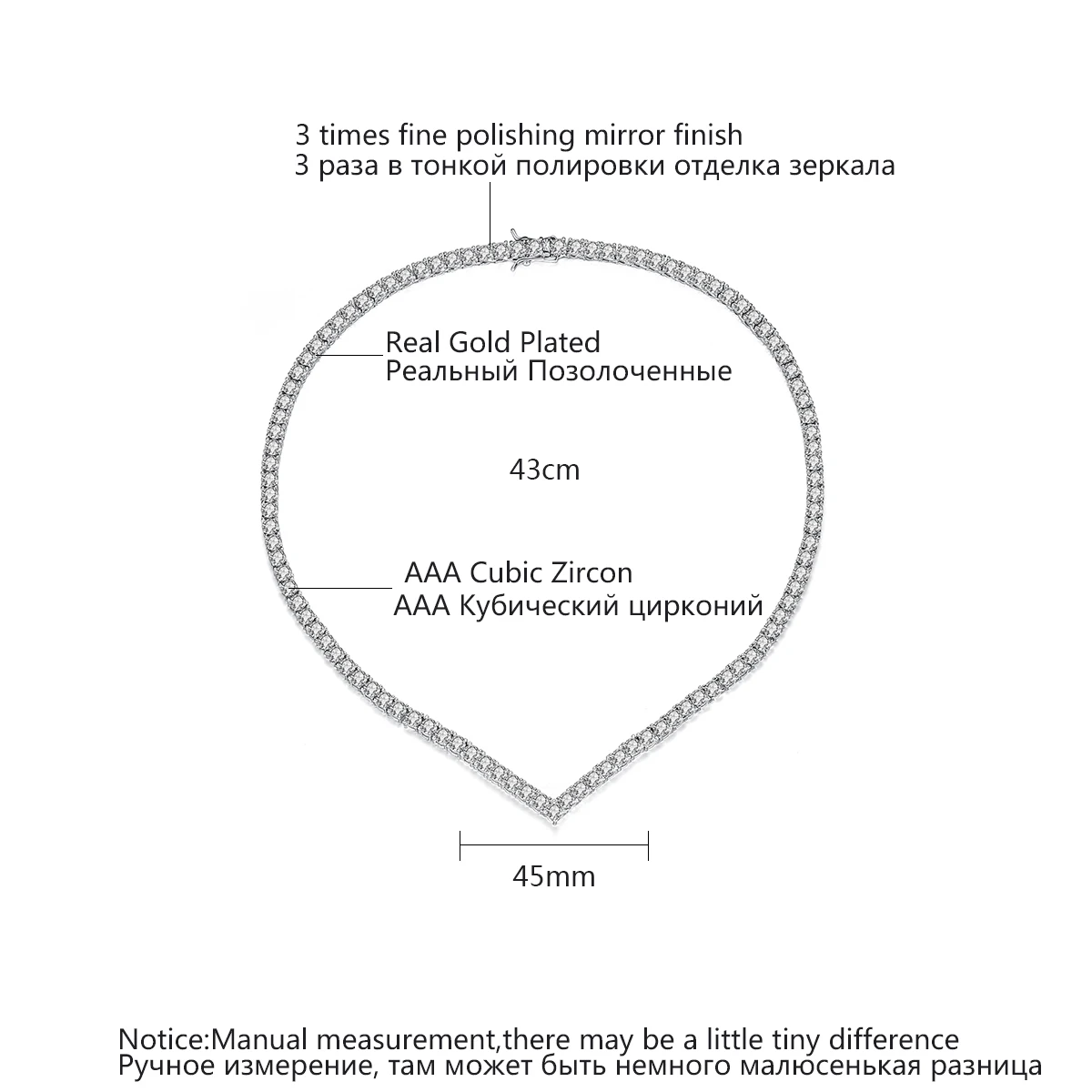 LUOTEEMI New V Shape Luxury Tennis Necklace for Women Small Cubic Zircon Paved Girl Fashion Jewelry Wedding Bridal Tennis Choker