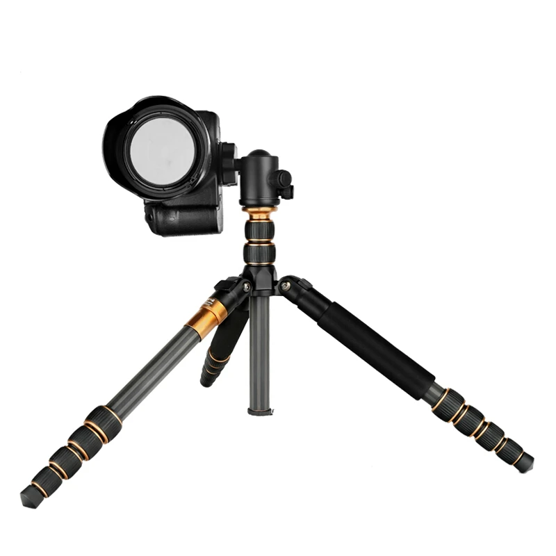 Tripod Monopod Ball Head Carbon Fiber Professional Portable Travel Lightweight for DSLR Digital Camera Stand Q666C 15kg Max Load