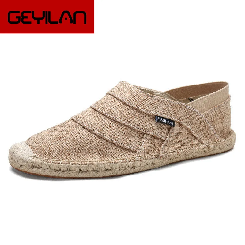 

Men Canvas Shoes Summer Breathable Fashion Casual Flat Loafers driving lazy Comfortable Espadrille Fisherman Linen Shoes778