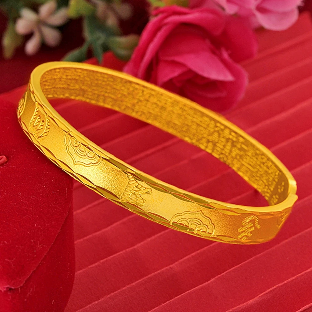 

Solid Simple Cuff Bangle Bracelet Women Jewelry Yellow Gold Filled Pretty Gift